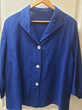 Fridaze - Linen - Royal Blue Button-Front Top/Jacket
